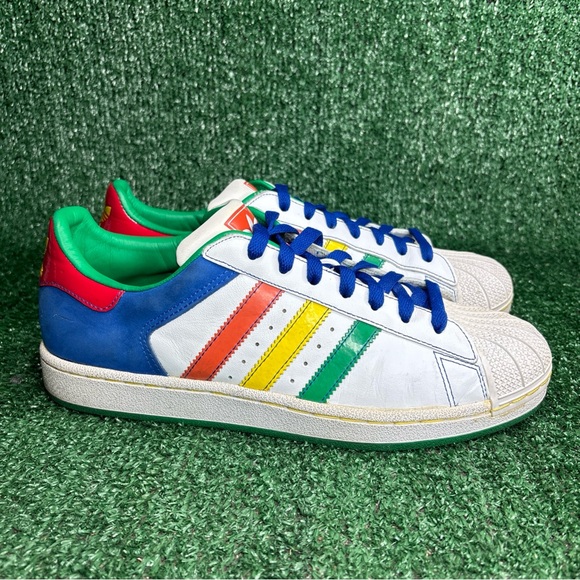 ADIDAS Original Superstar 2 II CB White Rasta Shell Mens Sneakers Size 9